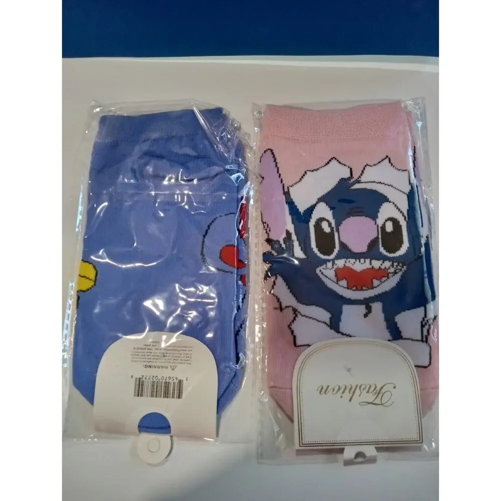 2 pairs of STITCH Low Cut Character Socks Kids Sz M Medium 0417